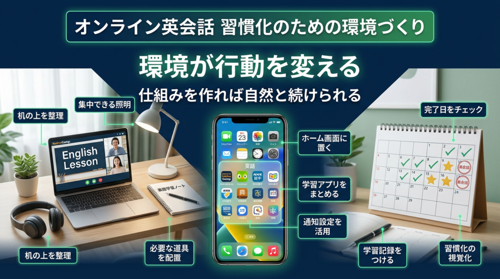 オンライン英会話習慣化のための環境づくり【続けやすい仕組みを整える】