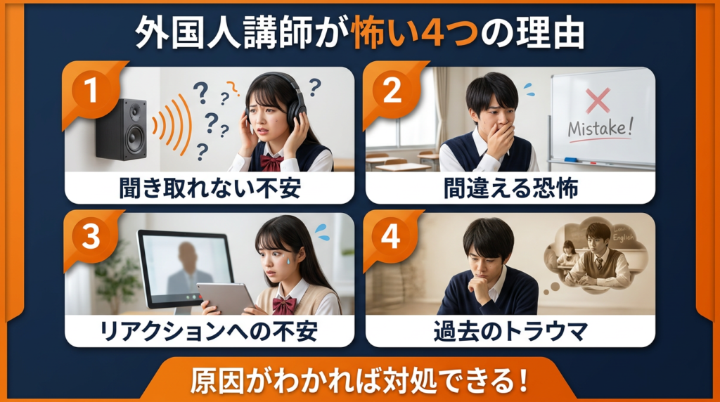 オンライン英会話で外国人講師が怖いと感じる4つの主な理由