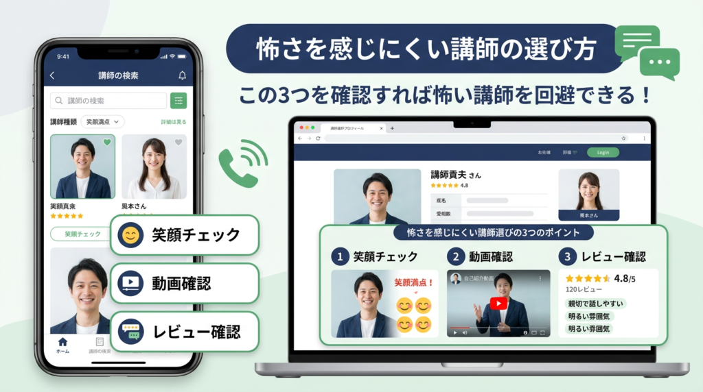 オンライン英会話で怖さを感じにくい講師の選び方3つのポイント