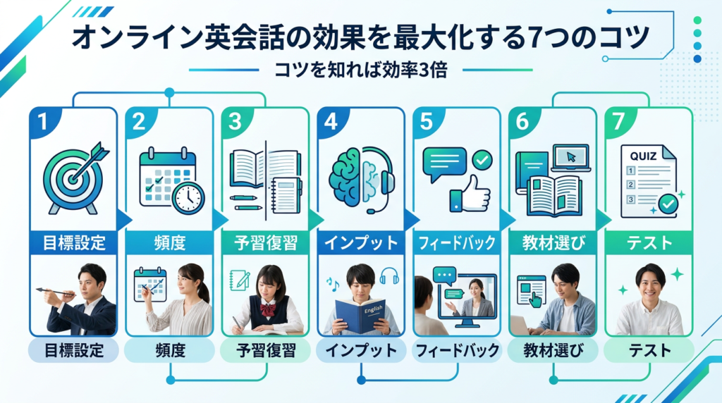 「オンライン英会話の効果を最大化する7つのコツ」