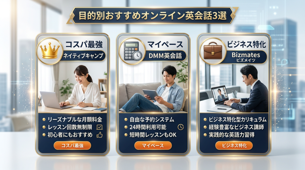 【目的別おすすめ】料金相場から選ぶオンライン英会話3選