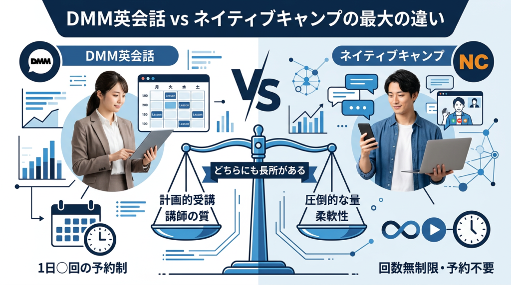 結論|DMM英会話とネイティブキャンプの最大の違いは「回数制限」
