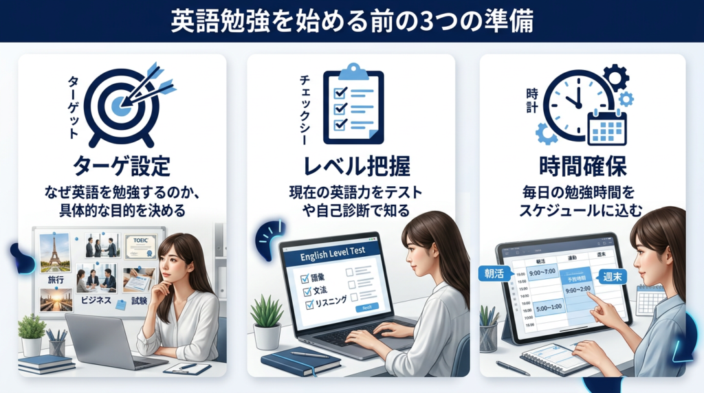 社会人の英語勉強法を始める前にやるべき3つの準備