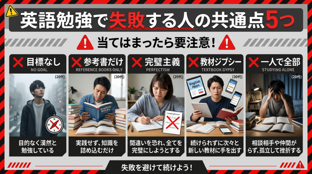 社会人の英語勉強で失敗する人の共通点5つ