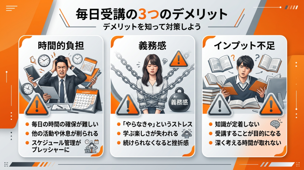 オンライン英会話を毎日受講するデメリット3つ