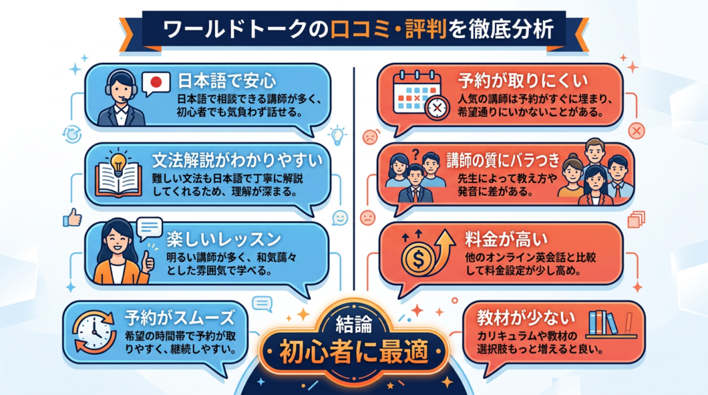 ワールドトークの口コミ・評判を徹底分析【結論:初心者に最適】