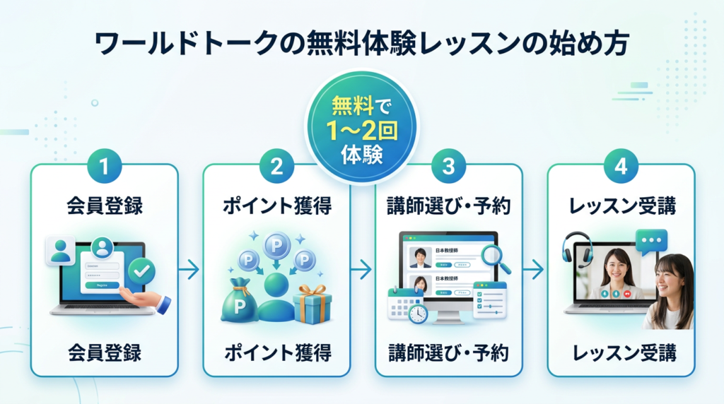 ワールドトークの無料体験レッスンの始め方と流れ