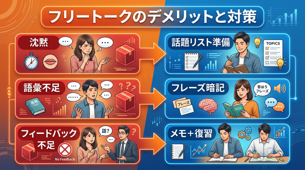 オンライン英会話のフリートークのデメリット3つと対策