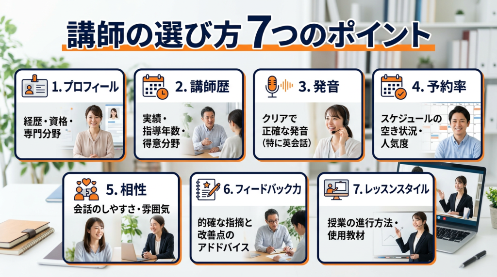 オンライン英会話の講師の選び方 7つのポイント