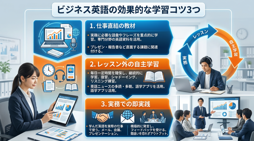 ビジネス英語をオンライン英会話で効果的に学ぶ3つのコツ