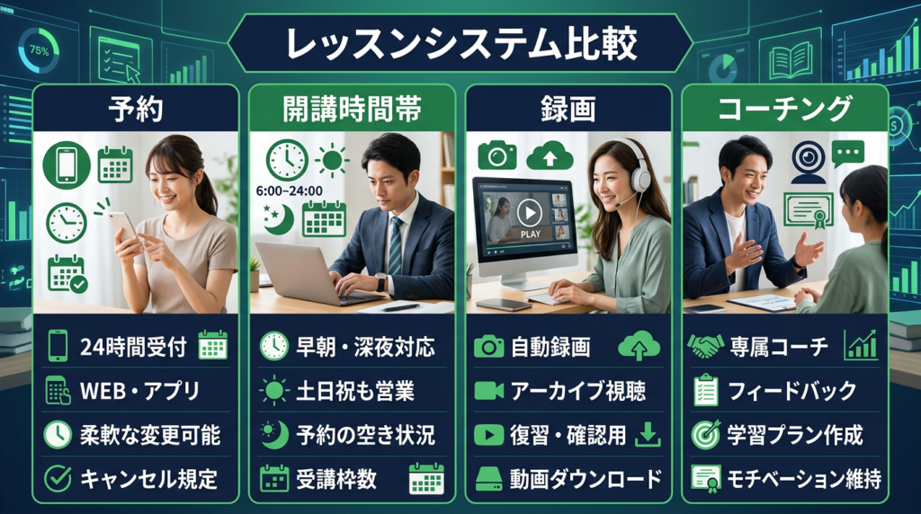 ビズメイツとレアジョブのレッスンシステムを比較