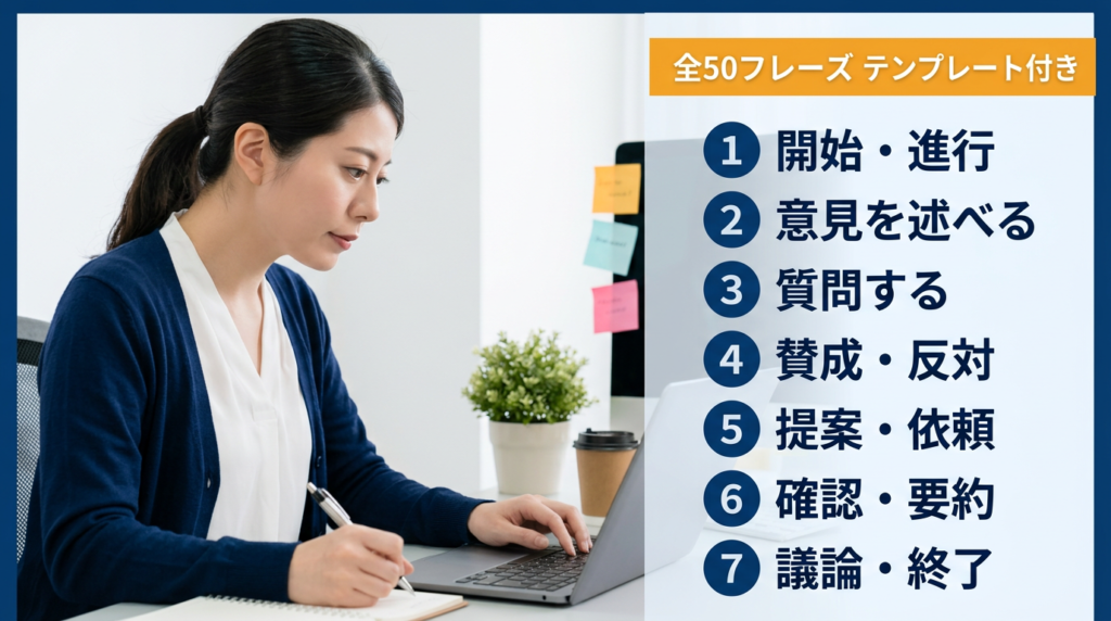 英語の会議で使えるフレーズ50選｜場面別一覧表