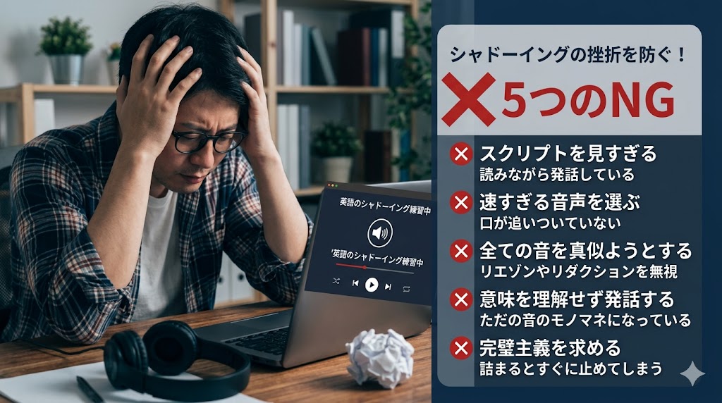 シャドーイングで初心者が失敗しやすい5つのNG