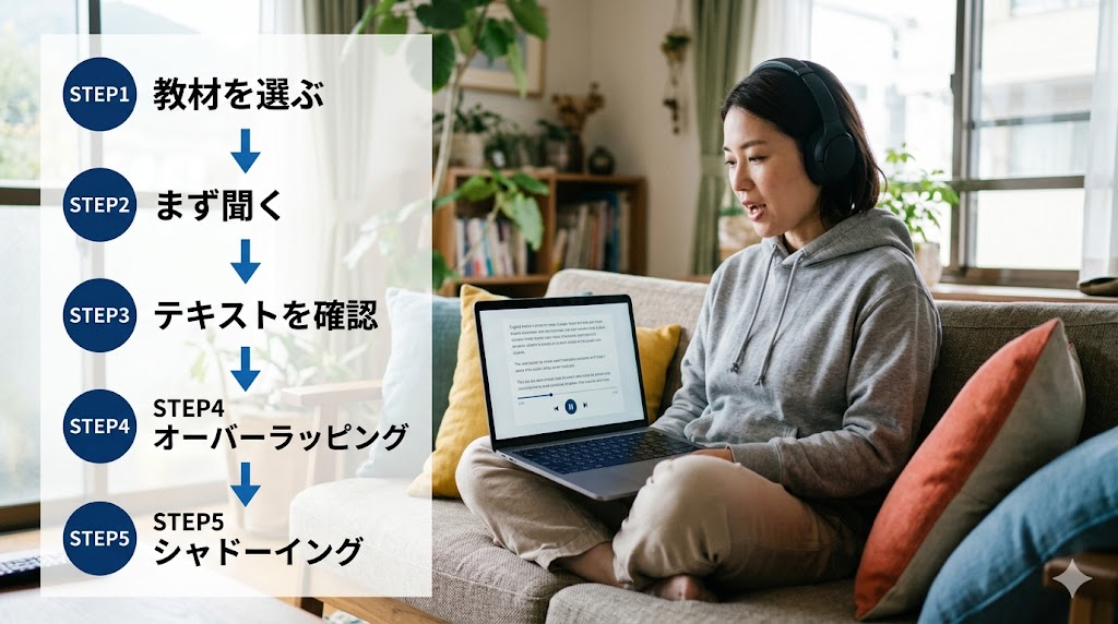 初心者向けシャドーイングの正しいやり方5ステップ