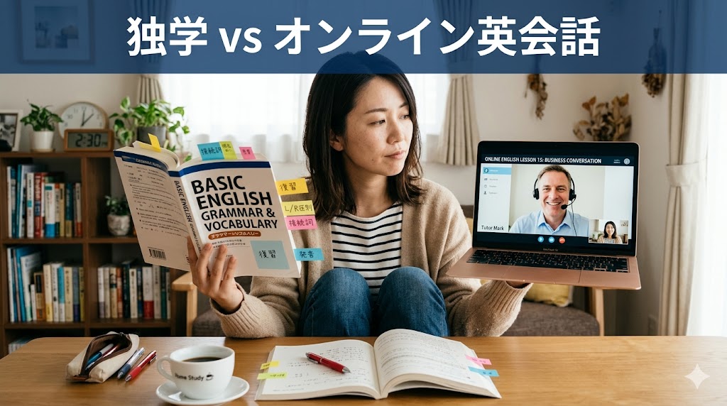 独学 vs オンライン英会話を徹底比較【メリット・デメリット】