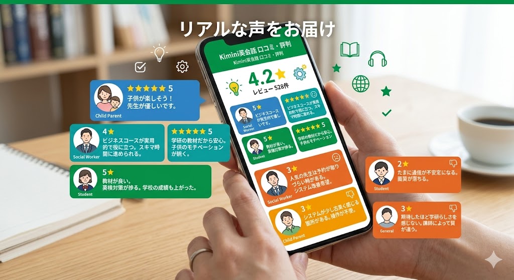 Kimini英会話の口コミ・評判を徹底分析【良い・悪い両方紹介】