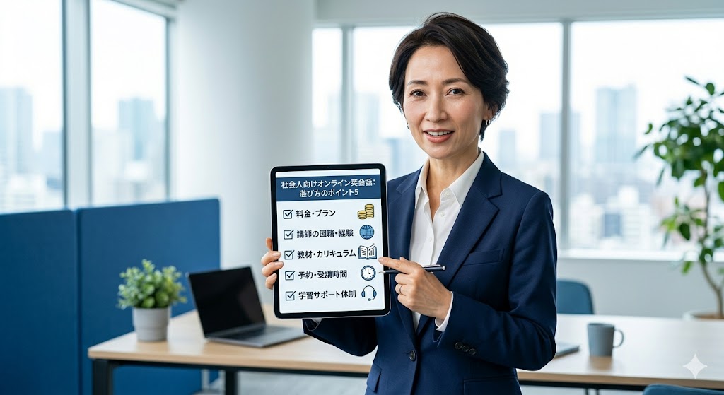 社会人がオンライン英会話を選ぶ際の5つのチェックポイント