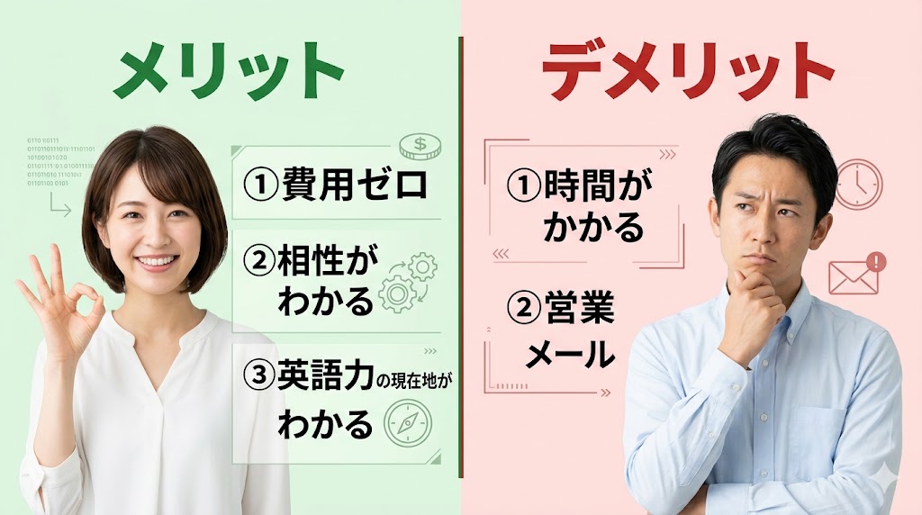 オンライン英会話の無料体験を受けるメリット・デメリット