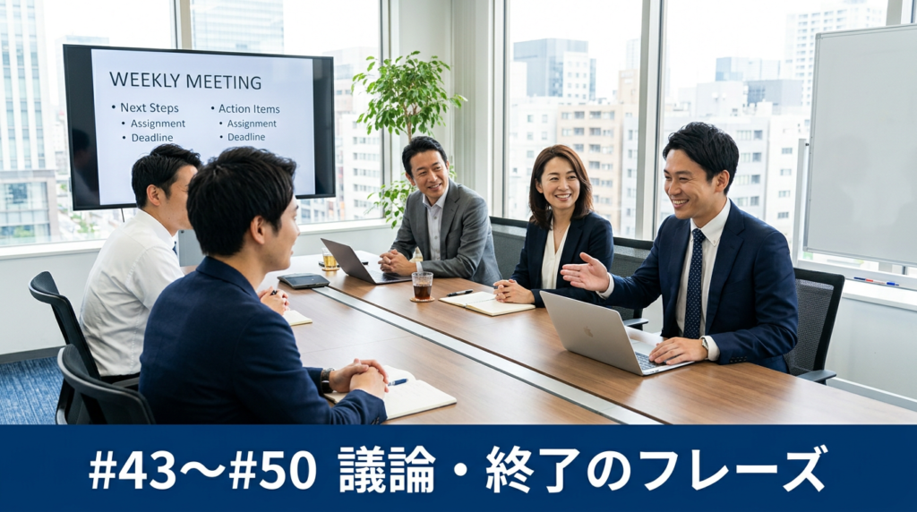英語の会議の議論を深める・終了するフレーズ8選