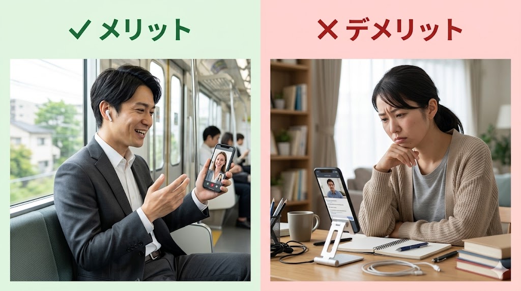 オンライン英会話をスマホで受講するメリット・デメリット