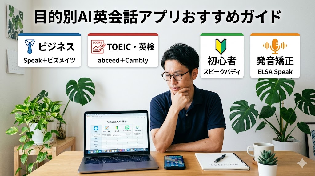 【目的別】AI英会話アプリおすすめの使い分けガイド