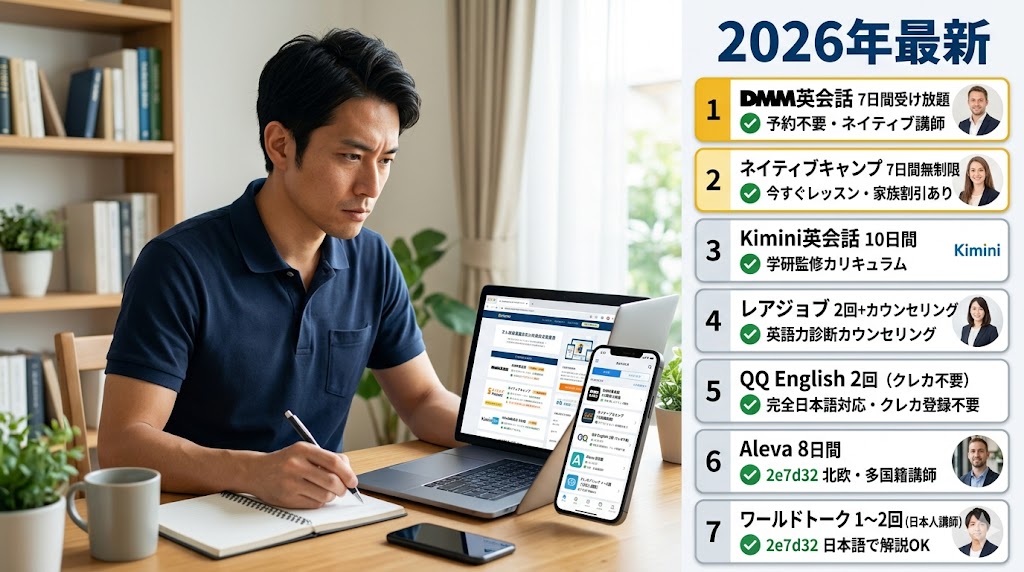 オンライン英会話の無料体験おすすめランキング|主要サービス一覧比較【2026年最新】