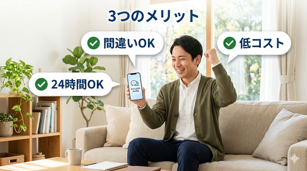AI英会話アプリの3つのメリット【おすすめする理由】
