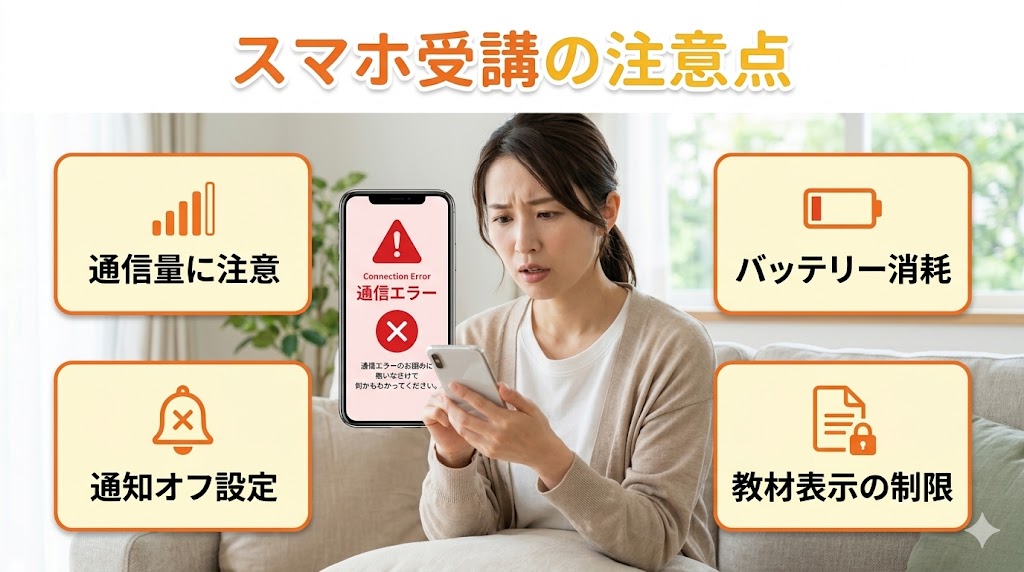 スマホでオンライン英会話を受講する際の注意点