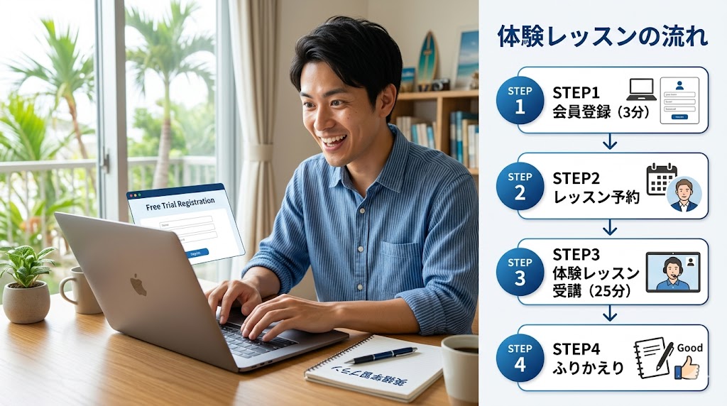 オンライン英会話の無料体験レッスンの流れ【おすすめの受け方】